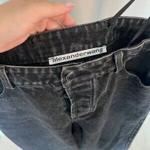Alexander Wang Bikini Rhinestone Strap Jeans - Washed Grey